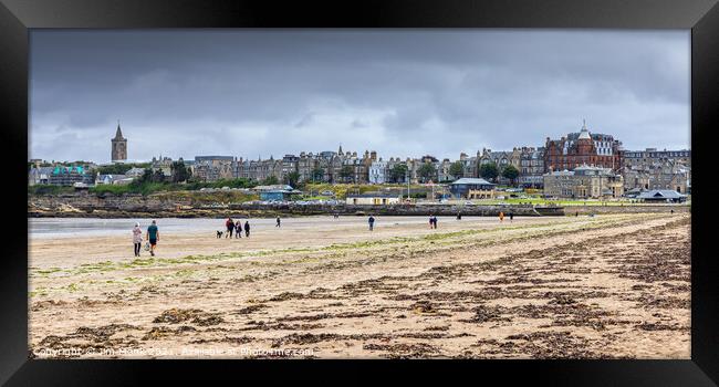 St Andrews from West Sands Beach Framed Print by Jim Monk