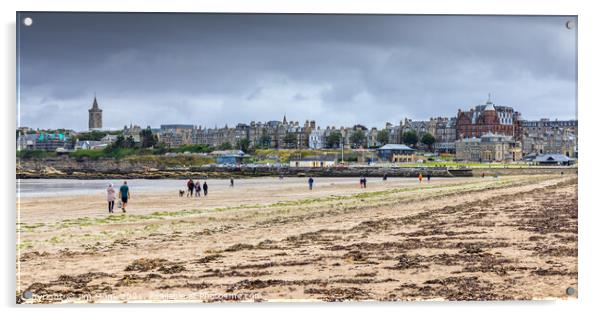 St Andrews from West Sands Beach Acrylic by Jim Monk