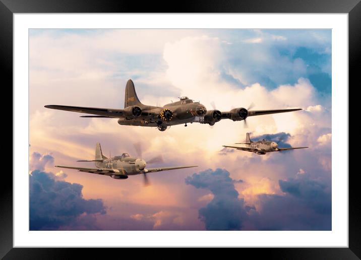 B17 Bomber and Little Friends Framed Mounted Print by J Biggadike
