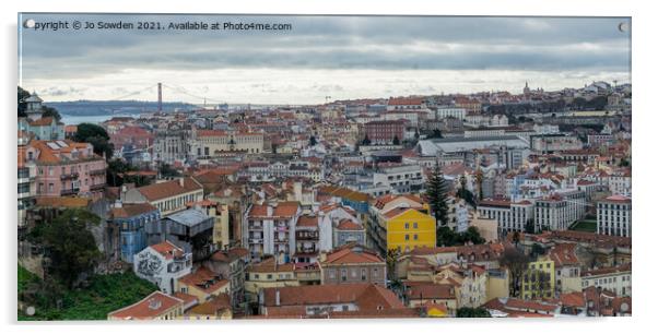 Lisbon Roof Tops Acrylic by Jo Sowden