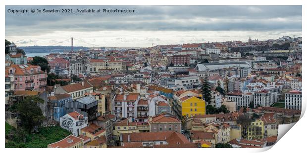 Lisbon Roof Tops Print by Jo Sowden