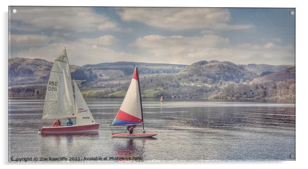 Boats on Ullswater Acrylic by Zoe Rawcliffe