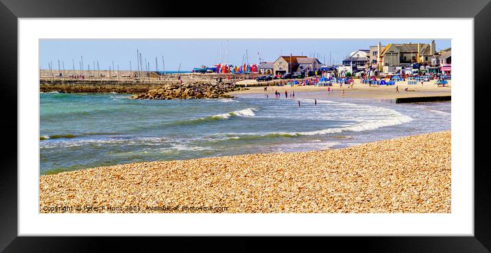Lyme Regis Beach And Harbour  Framed Mounted Print by Peter F Hunt