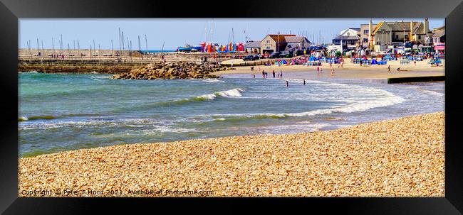 Lyme Regis Beach And Harbour  Framed Print by Peter F Hunt
