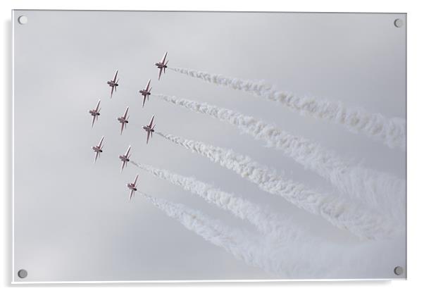 The Red Arrows glistening in the sunlight Acrylic by Ian Middleton