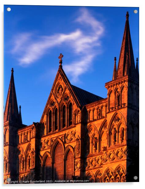 Salisbury Cathedral at Sunset Acrylic by Mark Sunderland