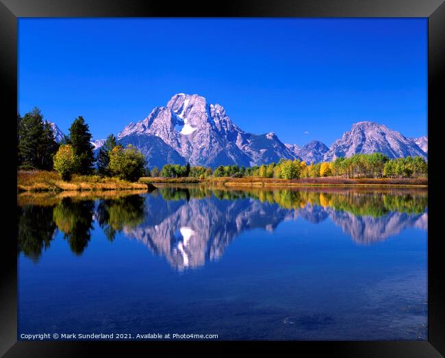 Mount Moran in Afternoon Light Framed Print by Mark Sunderland