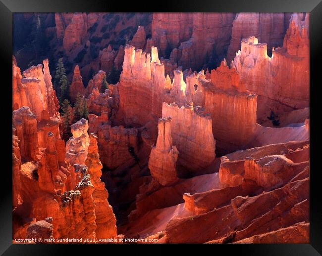 Backlit Hoodoos from Inspiration Point Bryce Canyon Framed Print by Mark Sunderland