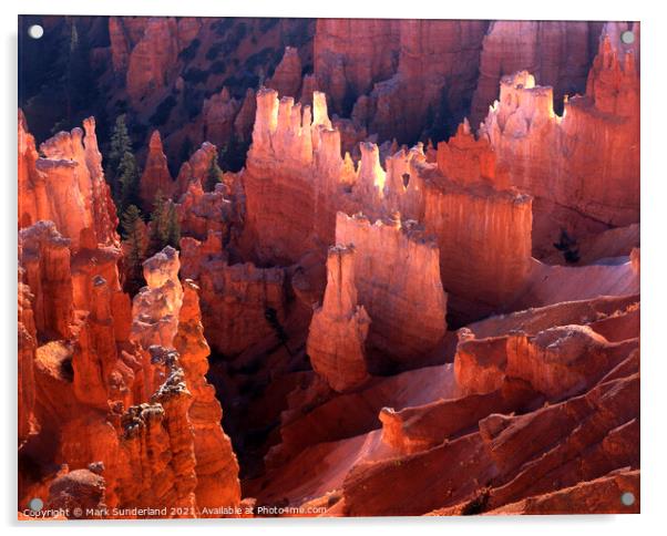 Backlit Hoodoos from Inspiration Point Bryce Canyon Acrylic by Mark Sunderland