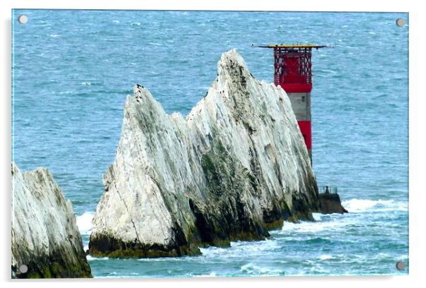 Iconic Needles Lighthouse Isle of Wight Acrylic by Roger Mechan