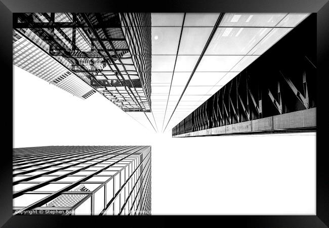 London Financial Buildings, Monochrome. Framed Print by Stephen Bailey