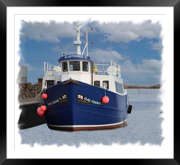 Gladtidings V Fishing Boat At Seahouses Framed Mounted Print by Kevin Maughan