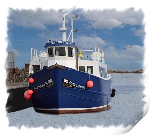 Gladtidings V Fishing Boat At Seahouses Print by Kevin Maughan