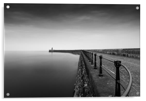 South Shields Pier, Misty Morning Acrylic by Mark Jones
