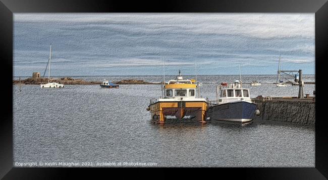 Fishing Boats At Seahouses Northumberland Framed Print by Kevin Maughan