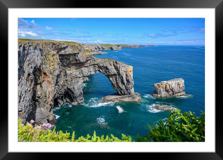 Green Bridge of Wales in Pembrokeshire Framed Mounted Print by Tracey Turner