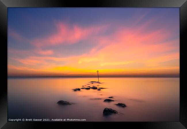 Sunset on Rocks Framed Print by Brett Gasser