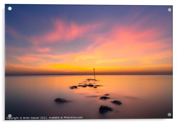 Sunset on Rocks Acrylic by Brett Gasser