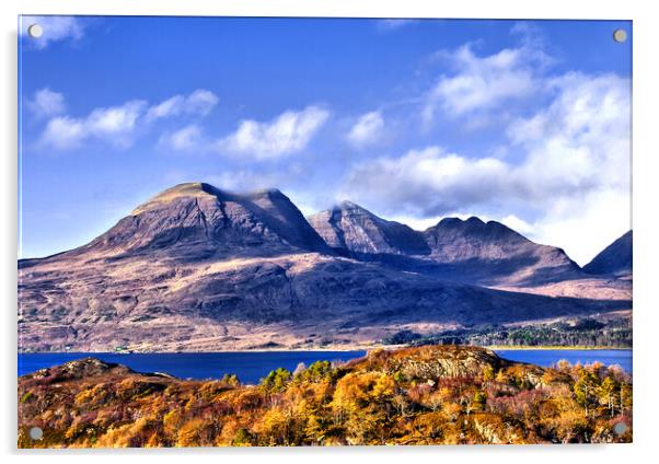 Torridon and Ben Alligin in Autumn Colours Acrylic by Jacqi Elmslie