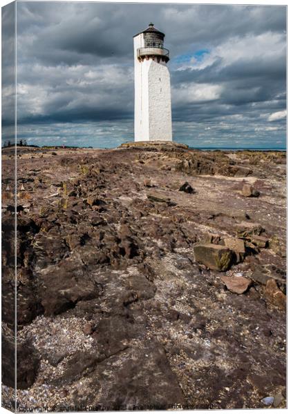 a picture of southerness lighthouse on the solway Canvas Print by christian maltby