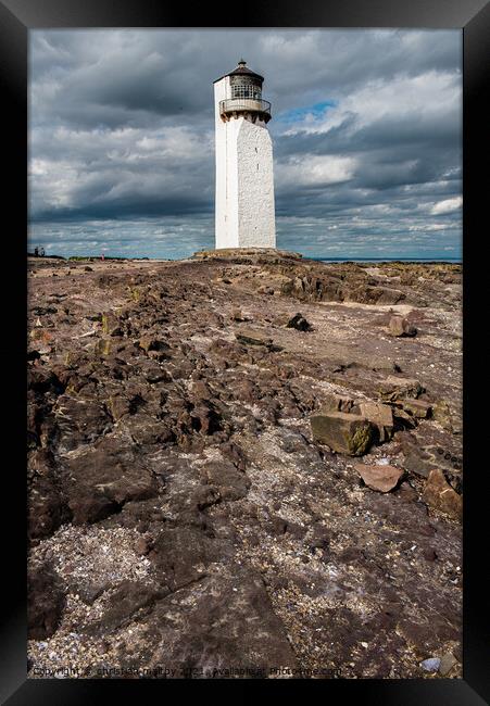a picture of southerness lighthouse on the solway Framed Print by christian maltby