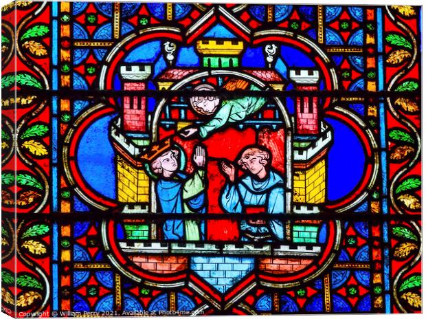 Angels King Castle Paris Stained Glass Notre Dame Cathedral Pari Canvas Print by William Perry