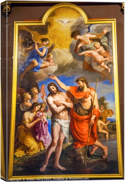 Baptism Jesus Painting Saint Louis En L'ile Church Paris Canvas Print by William Perry