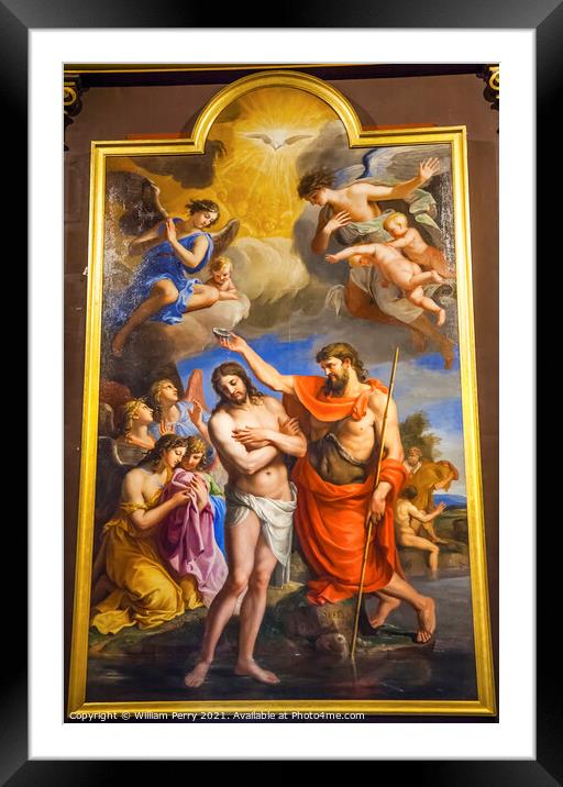 Baptism Jesus Painting Saint Louis En L'ile Church Paris Framed Mounted Print by William Perry