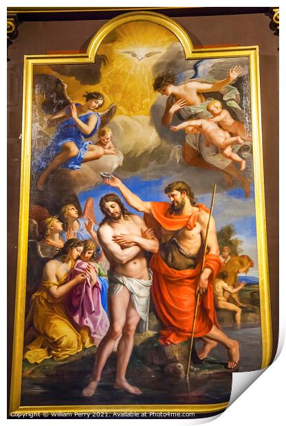 Baptism Jesus Painting Saint Louis En L'ile Church Paris Print by William Perry