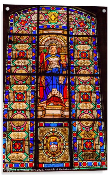 Queen Blanche Stained Glass Basilica Saint Louis En L'ile Church Acrylic by William Perry