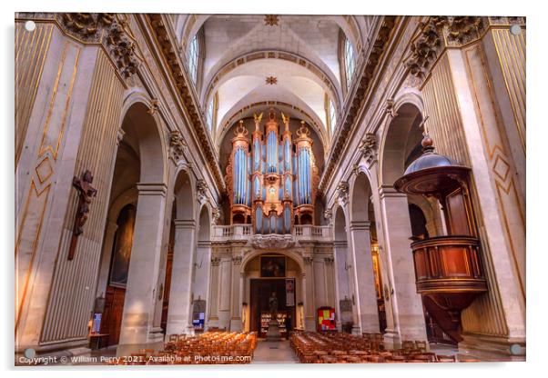 Basilica Organ Saint Louis En L'ile Church Paris France Acrylic by William Perry