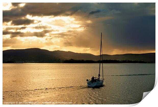 Sailing into the sunset Print by jim Hamilton