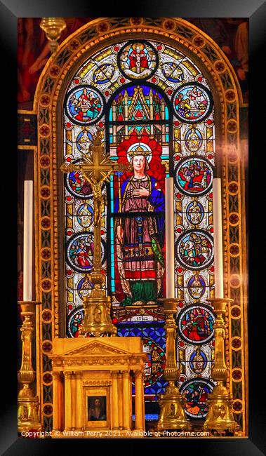 King Stained Glass Saint Louis  En L'ile Church Paris France Framed Print by William Perry