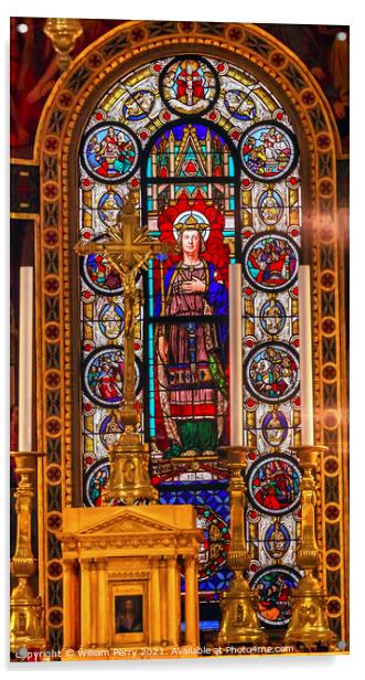 King Stained Glass Saint Louis  En L'ile Church Paris France Acrylic by William Perry