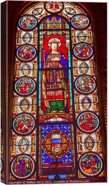 King Stained Glass Saint Louis En L'ile Church Paris France Canvas Print by William Perry