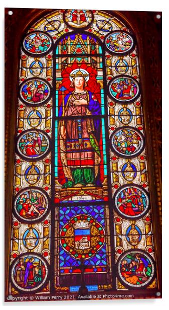 King Stained Glass Saint Louis En L'ile Church Paris France Acrylic by William Perry