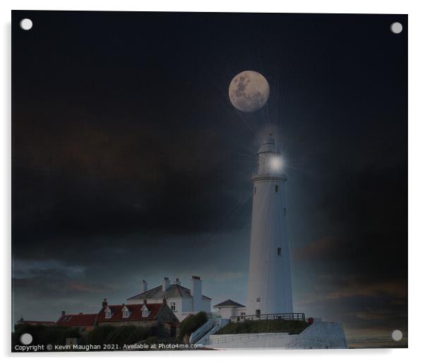 St Marys Lighthouse Whitley Bay North Tyneside (7) Acrylic by Kevin Maughan