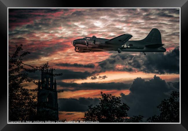 B17 over Boston Framed Print by Peter Anthony Rollings