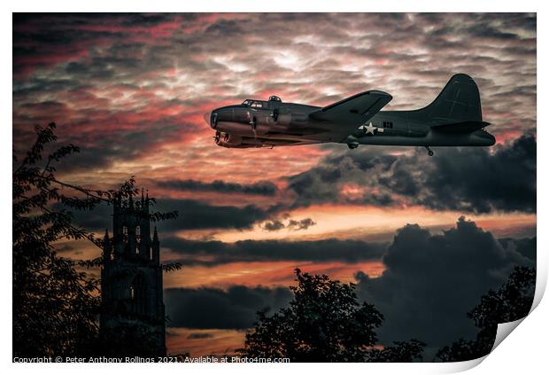 B17 over Boston Print by Peter Anthony Rollings