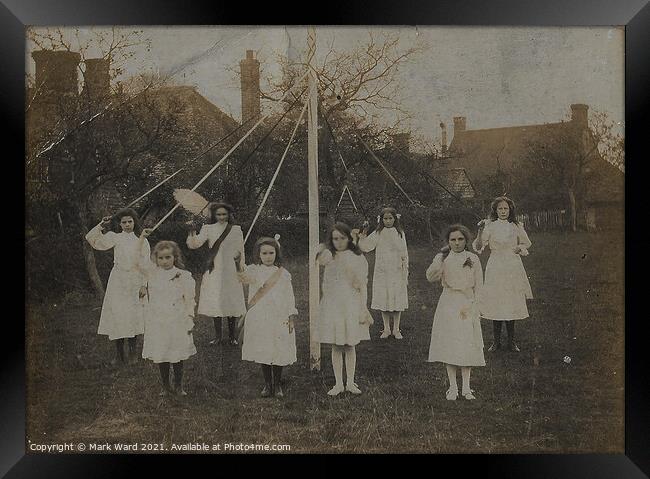Maypole Dancing in Sussex from long ago Framed Print by Mark Ward