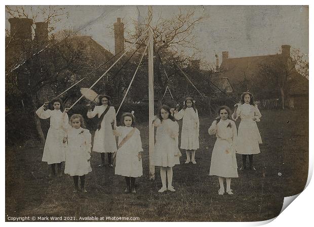Maypole Dancing in Sussex from long ago Print by Mark Ward