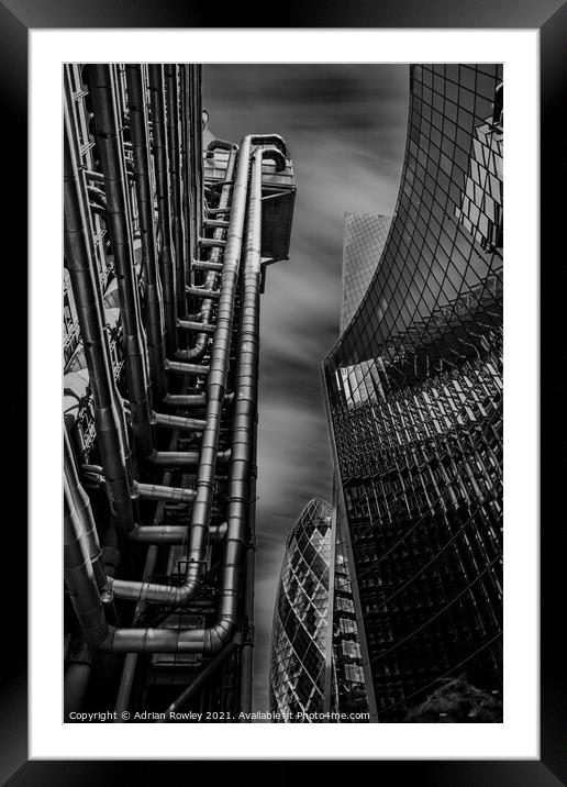 Lloyd's of London and The Gherkin Framed Mounted Print by Adrian Rowley