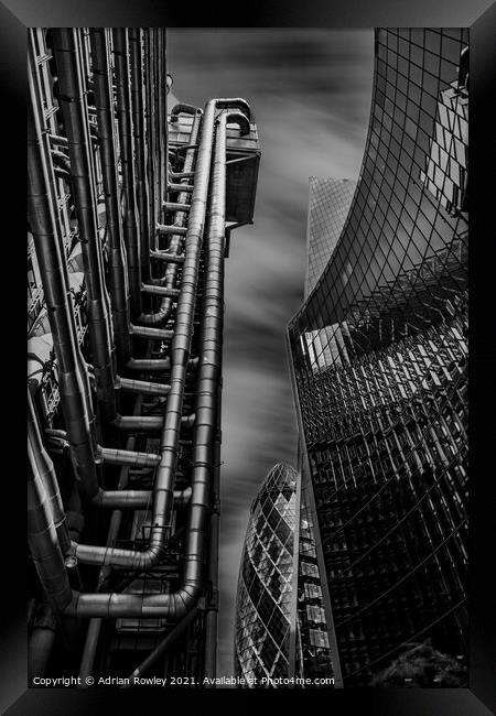 Lloyd's of London and The Gherkin Framed Print by Adrian Rowley