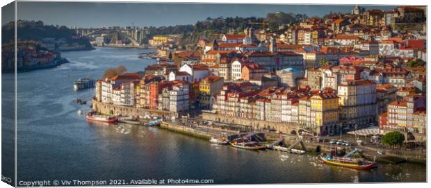 Porto and The River Douro  Canvas Print by Viv Thompson