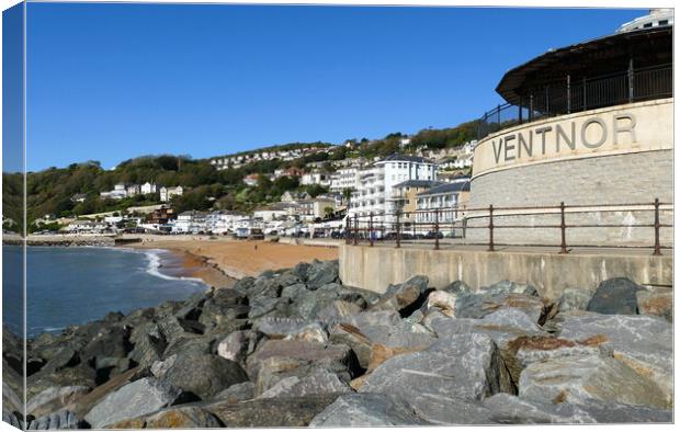 Ventnor beach and bandstand Isle of Wight Canvas Print by Roger Mechan