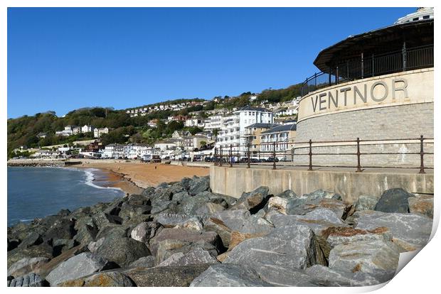 Ventnor beach and bandstand Isle of Wight Print by Roger Mechan