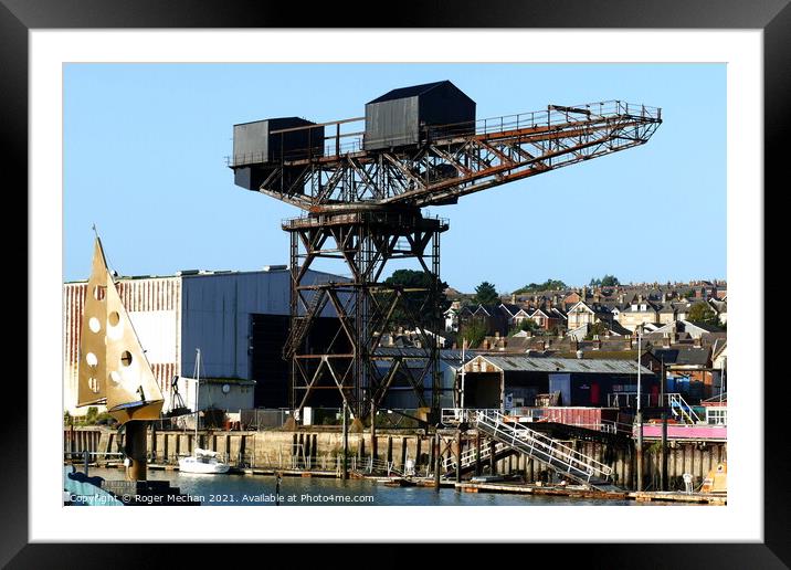 Iconic Crane of Cowes Framed Mounted Print by Roger Mechan