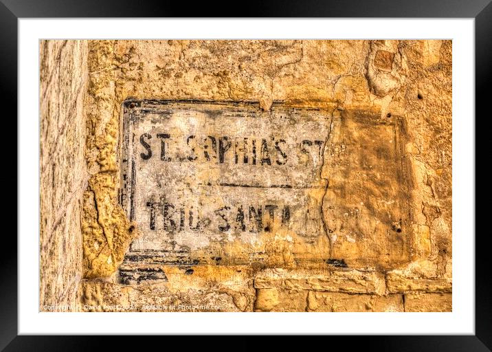 Ancient Street Sign Malta  Framed Mounted Print by David Pyatt