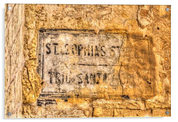Ancient Street Sign Malta  Acrylic by David Pyatt