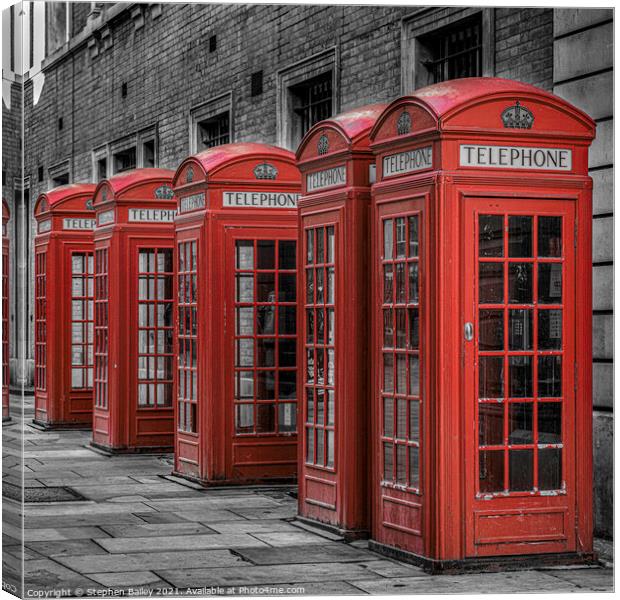 London Telephone Boxes Canvas Print by Stephen Bailey